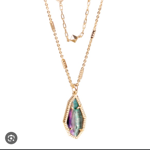 New KENDRA SCOTT ALEXANDRIA GOLD MULTI STRAND NECKLACE TEAL GREEN ILLUSION gift - Picture 3 of 5